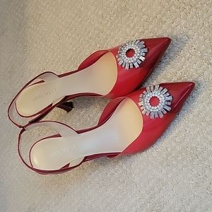 Nine West Red bling slingback heels sz 9.5